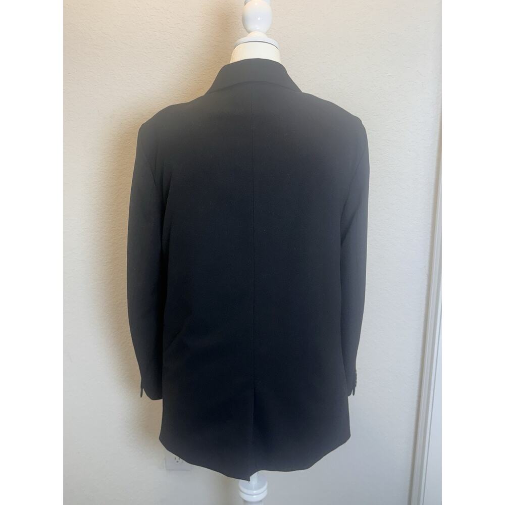 H&M Women’s Black Solid Long Blazer Jacket Button Front Pockets Size XL - Picture 3 of 5